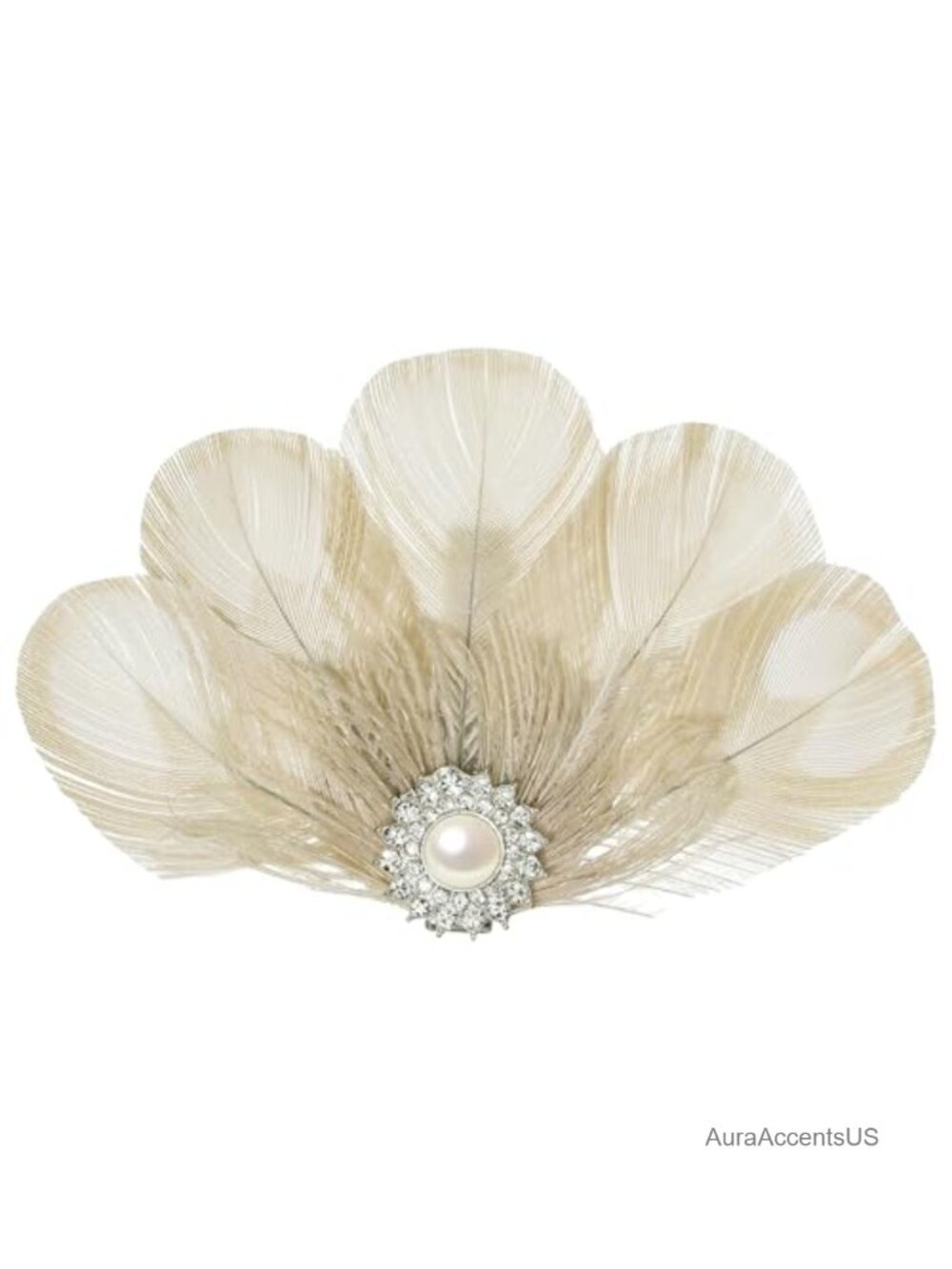 Peacock Feather Fascinator Hair Clip with Rhinestones Flapper Headpiece - Picture 3 of 6